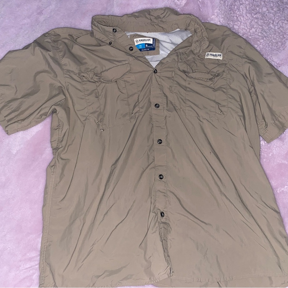 Magellan Outdoors Relaxed Fit Shirt in Tan
